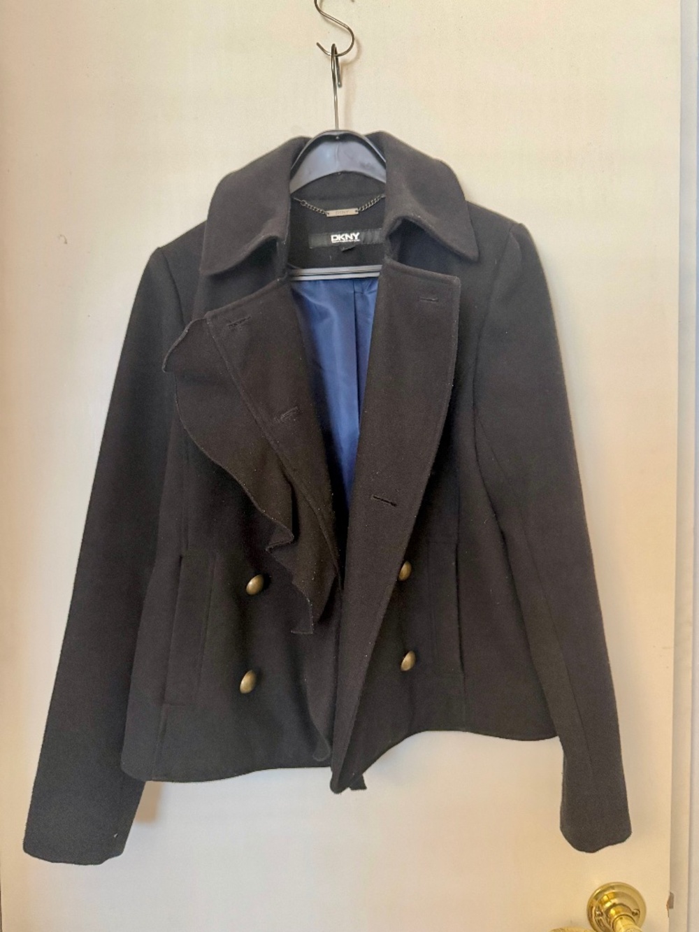 DKNY Women’s ruffles trims coat - Picture 3 of 9